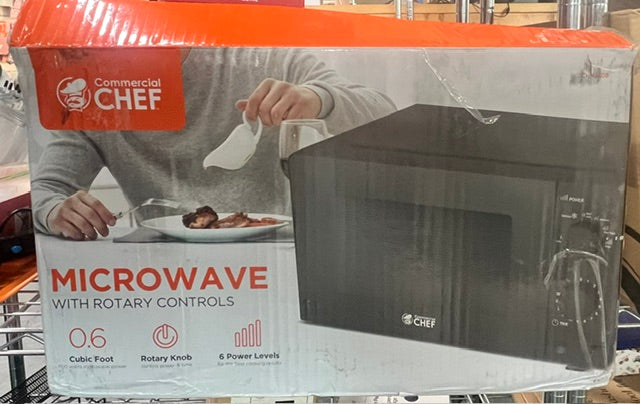 Commercial Chef 0.6 Cubic Foot Microwave with Rotary Controls (new)
