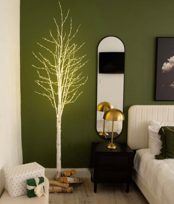 Nearly Natural 8-ft Pre-Lit Artificial White Birch Tree (new)