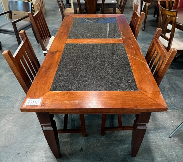 Brown Wooden Dining Set with Four Chairs (used)