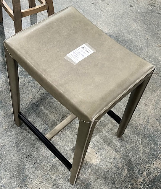 Grey Leather Barstool