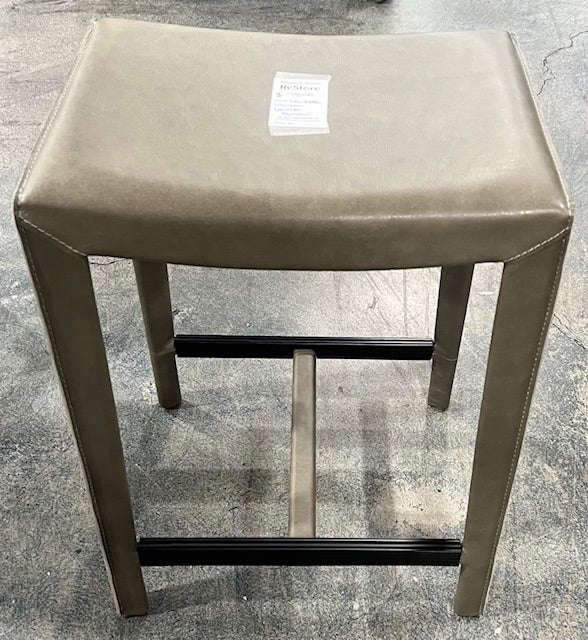 Grey Leather Barstool