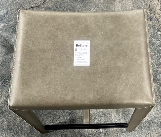 Grey Leather Barstool