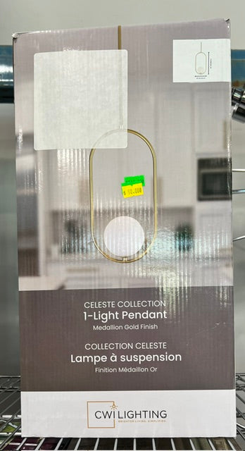 CWI Lighting Celeste 1 Light 8in Medallion Gold Mini Pendant (new)