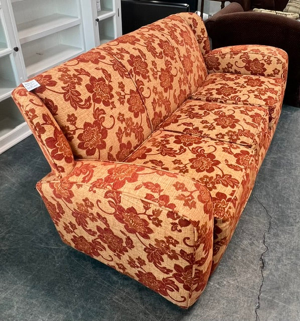 Orange Floral Fabric Couch (used)