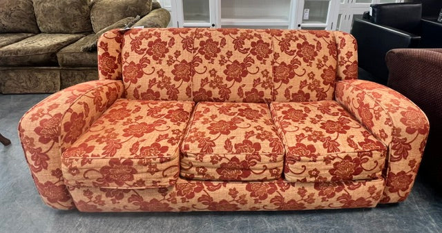 Orange Floral Fabric Couch (used)