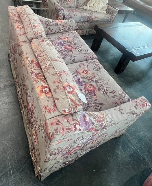 Grey Floral Two Seater Couch (used)