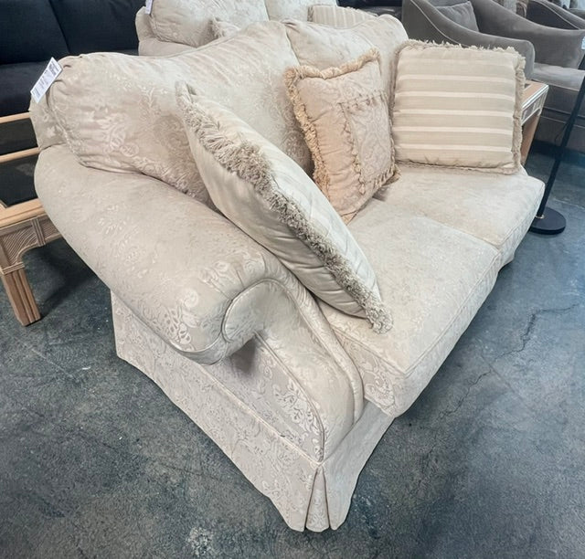 Cream Floral Patterned Loveseat (used)