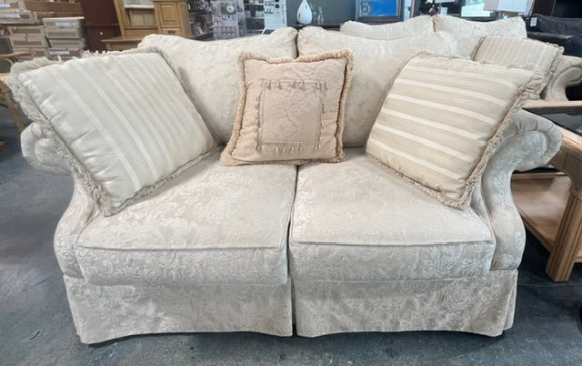 Cream Floral Patterned Loveseat (used)