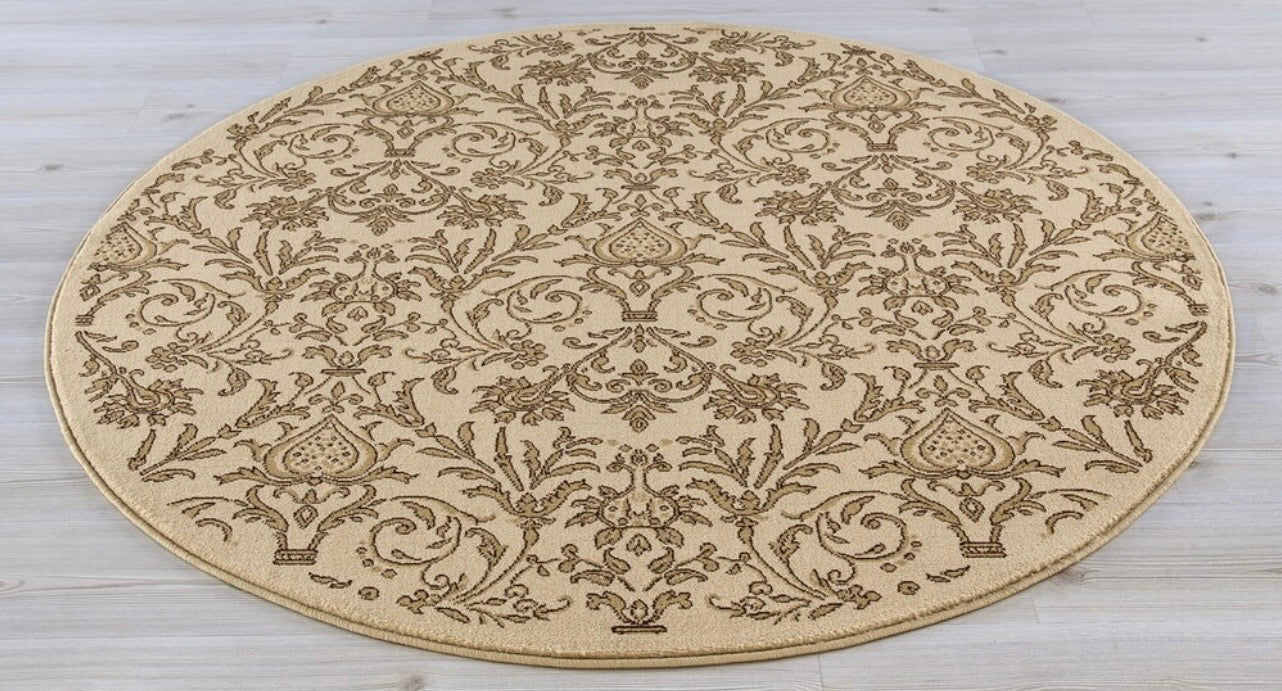 Concord Global Trading Jewel Damask Ivory Indoor Round Area Rug (new)