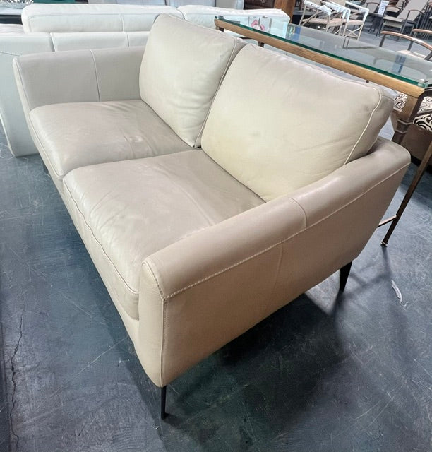 Beige Leather Loveseat (used)