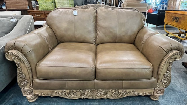 Brown Leather Loveseat