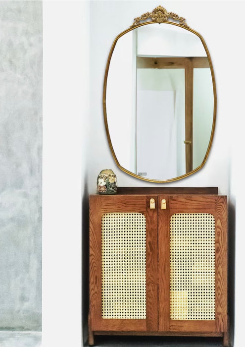 Mirrorize 25x40 Classic French Irregular Mirror with Antique Gold Finish Metal Frame (new)