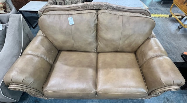 Brown Leather Loveseat