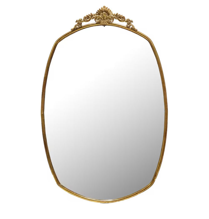 Mirrorize 25x40 Classic French Irregular Mirror with Antique Gold Finish Metal Frame (new)
