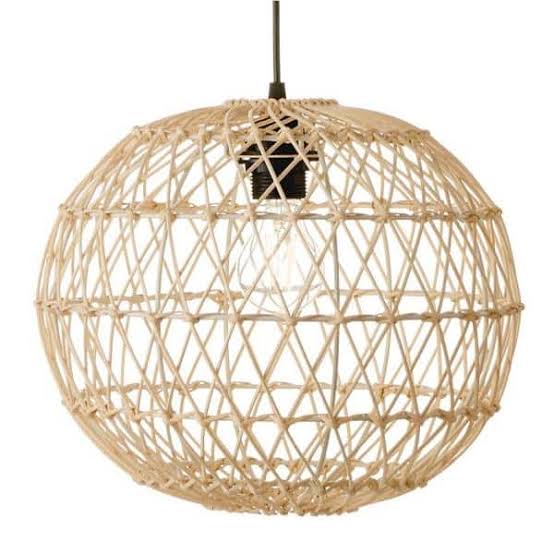Ashville Light Brown Rattan LED Outdoor Solar Pendant Light with Remote Solar Panel