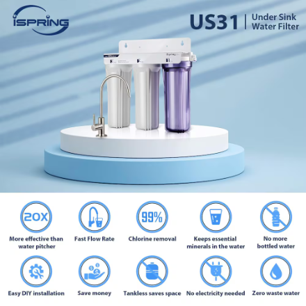 iSpring US31 Classic 3-Stage Under Sink Water Filtration System