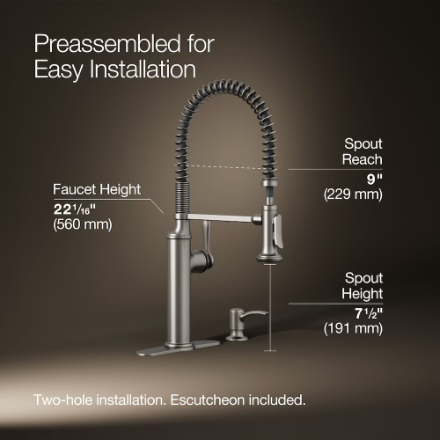 Kohler Sous Pro-Style Single-Handle Pull-Down Sprayer Kitchen Faucet in Vibrant Stainless