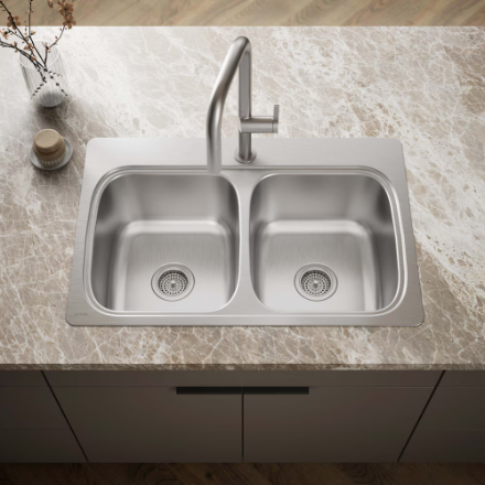 Kohler Verse 33" Drop-In Stainless Steel Double Bowl Kitchen Sink (New)