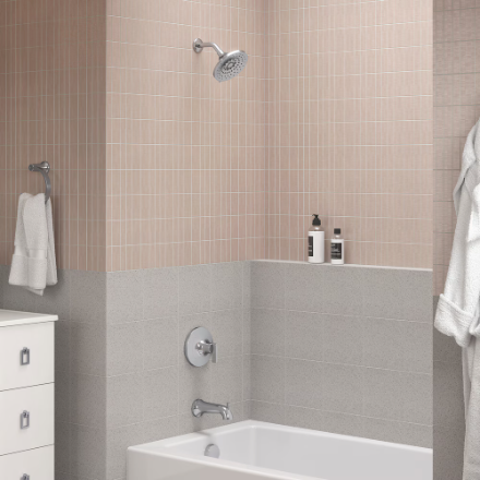Kohler Setra Lever Handle Rite Temp Pressure Balancing Bath and Shower Faucet Set in Chrome