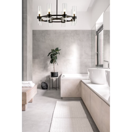 Z-Lite Datus 8 Light Chandelier in Matte Black with Clear Glass Shades