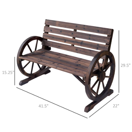 Outsunny 42" Wood Wagon Wheel Garden Bench (New)