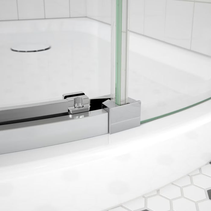 MAAX Outback Round 36W x 36L x 75.6H Frameless Sliding Shower Door, Left Hand Opening in Chrome & Clear Glass (New)