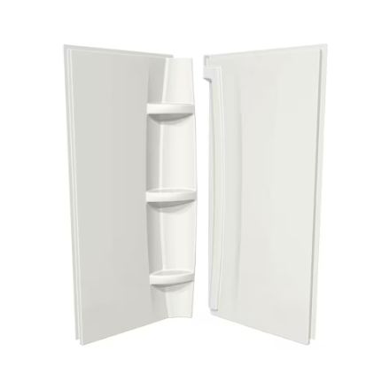 MAAX 36L x 36W x 72H-inch 2-Piece Acrylic Corner Shower Wall Kit with Built-In Shelves (Direct-to-Stud)