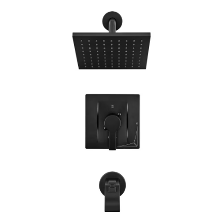 Modern Single-Handle 1-Spray Tub and Shower Faucet in Matte Black