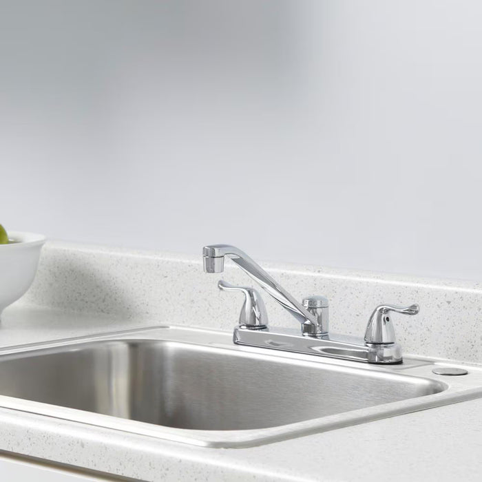 Constructor 2-Handle Standard Kitchen Faucet in Chrome, Valve & Deck Plate Included (Used)
