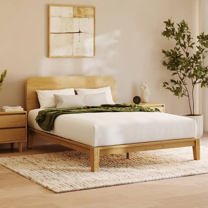 Bamboo Platform Bed Frame with Headboard (New)