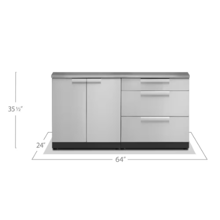 NewAge Products Stainless Steel Outdoor Kitchen 3-Piece Cabinet Set with Countertop