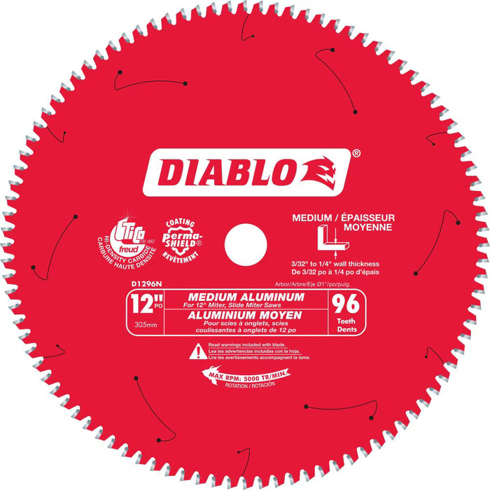 Diablo 12-inch x 96 Tooth Carbide Tipped Mitre/Table Saw Blade for Aluminum Cutting (new)