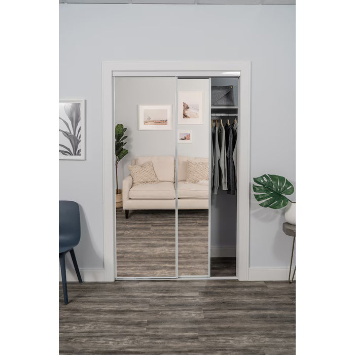 TRUporte 60-inch x 80.5-inch White Econo Painted Steel Frame Mirrored Closet Sliding door (new)