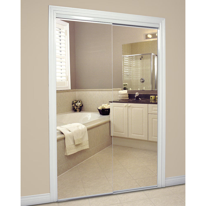 TRUporte 48-inch x 80.5-inch White Frameless Mirrored Closet Sliding door (new)