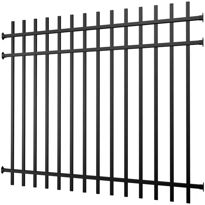 Peak 6' x 5' Powder-Coated Aluminum Metal Fence Panel Black