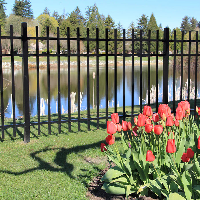 Peak 6' x 4' Powder-Coated Aluminum Metal Fence Panel Black