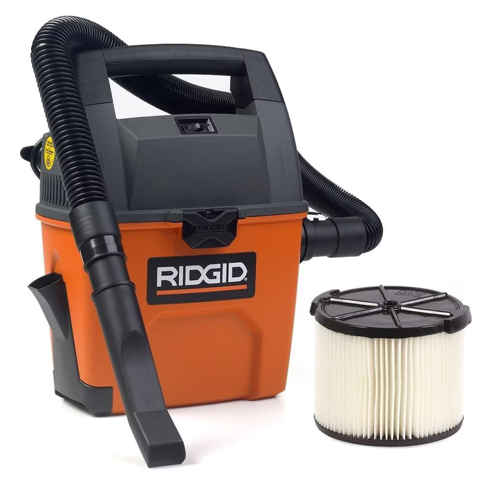 RIDGID 11L (3 Gal.) 3.5 Peak HP Portable Wet/Dry Shop Vacuum with Built-in Dust Pan and Accessories (NEW)