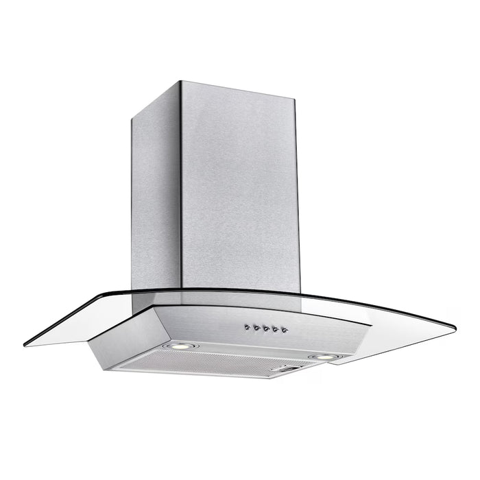 Vissani 30-inch 340CFM T-Shape Shell Only Wall-Mounted Glass Range Hood with 3-Speed Setting in Stainless Steel (New)