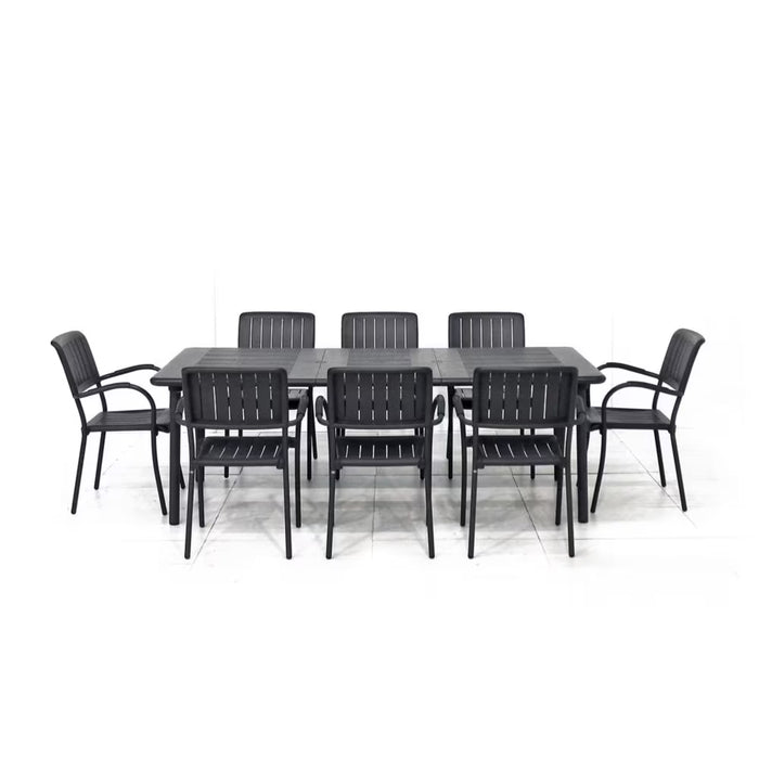 Nardi Maestrale Patio Dining Table with 8 Musa Armchairs in Charcoal (new)