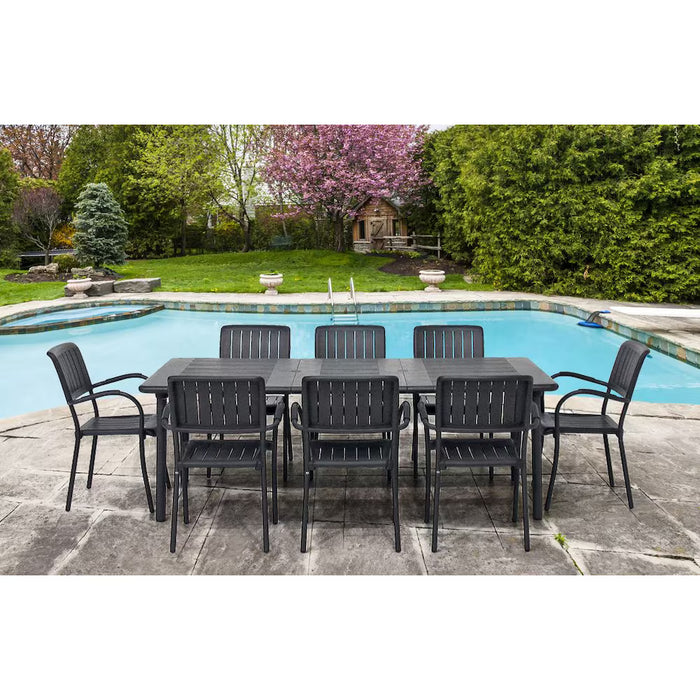 Nardi Maestrale Patio Dining Table with 8 Musa Armchairs in Charcoal (new)