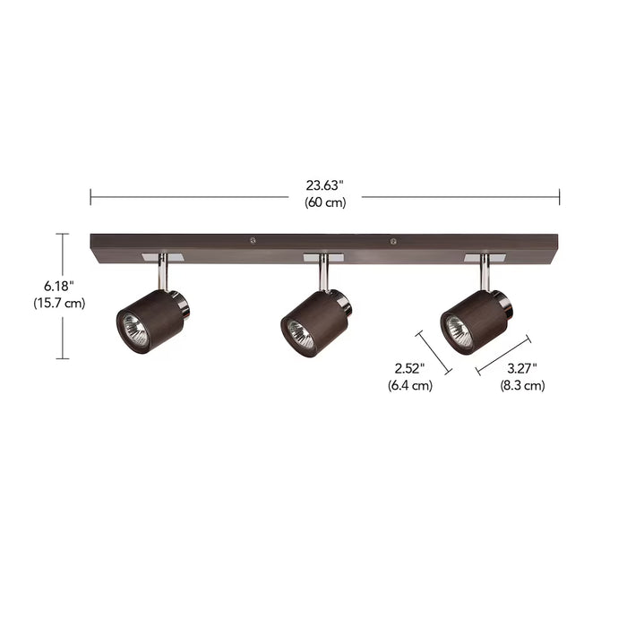 Sniderman 24-inch 3-Light LED Dimmable Dark Wood-Toned Fixed Linear Track Lighting Kit with Adjustable Heads (New)