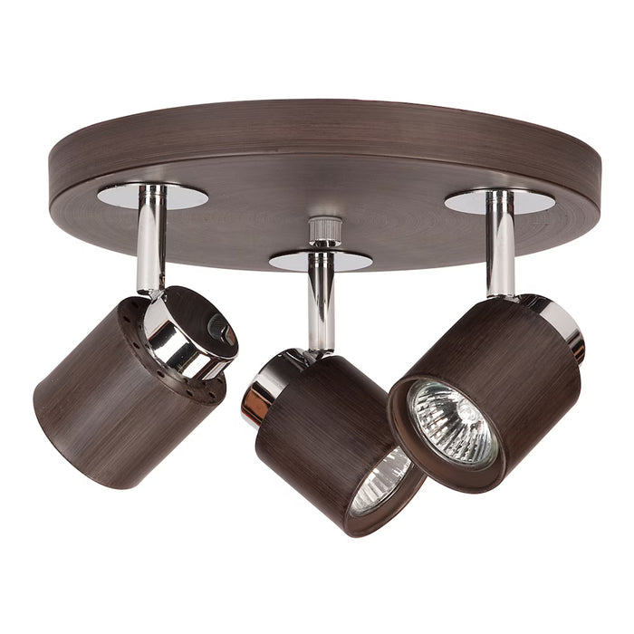 Sniderman 10-inch 3-Light LED Dimmable Dark Wood-Toned Fixed Round Track Lighting Kit with Adjustable Heads (New)