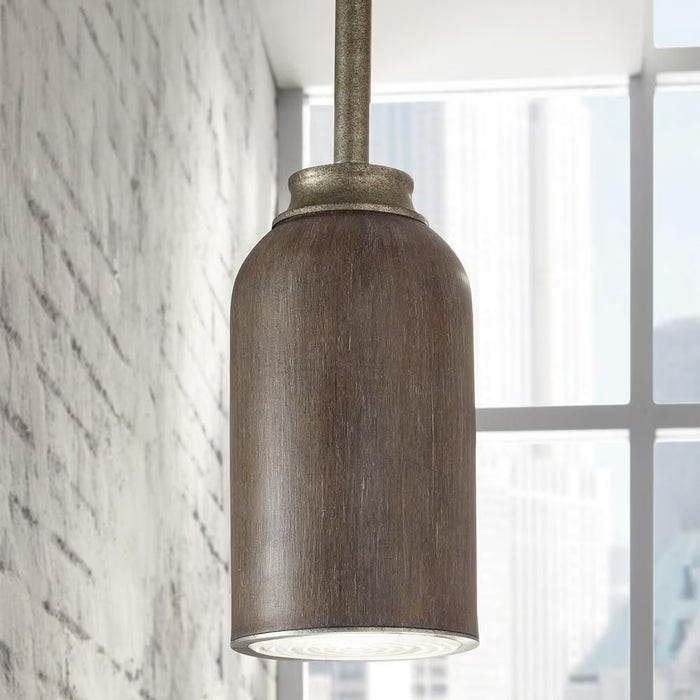 Home Decorators Collection 1-Light 9-Watt Gilded Pewter Integrated LED Mini Pendant