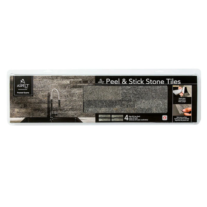 Aspect Frosted Quartz - 4-Piece - 5.9"" x 23.6"" Peel and Stick Stone Backsplash Tile (NEW)