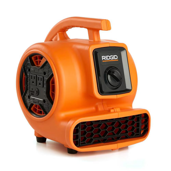 RIDGID Air Mover 600 CFM Portable Floor Dryer & Blower Fan with Power Outlets for Daisy Chain