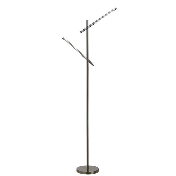 60.75-inch H 2-Light Integrated LED Dimmable Brushed Nickel Tree Floor Lamp (New)