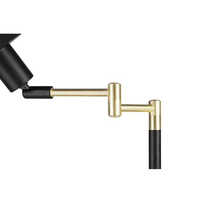 58-inch H 1-Light Black and Antique Brass Floor Lamp with Adjustable Swing Arm and Rotary Switch