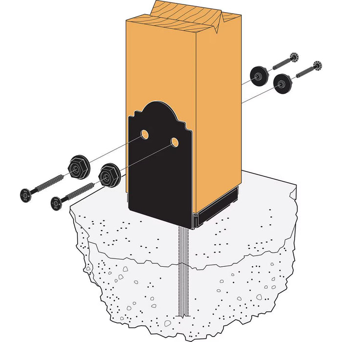 Simpson Strong-Tie ZMAX Galvanized Black Powder-Coated Post Base for 6x6