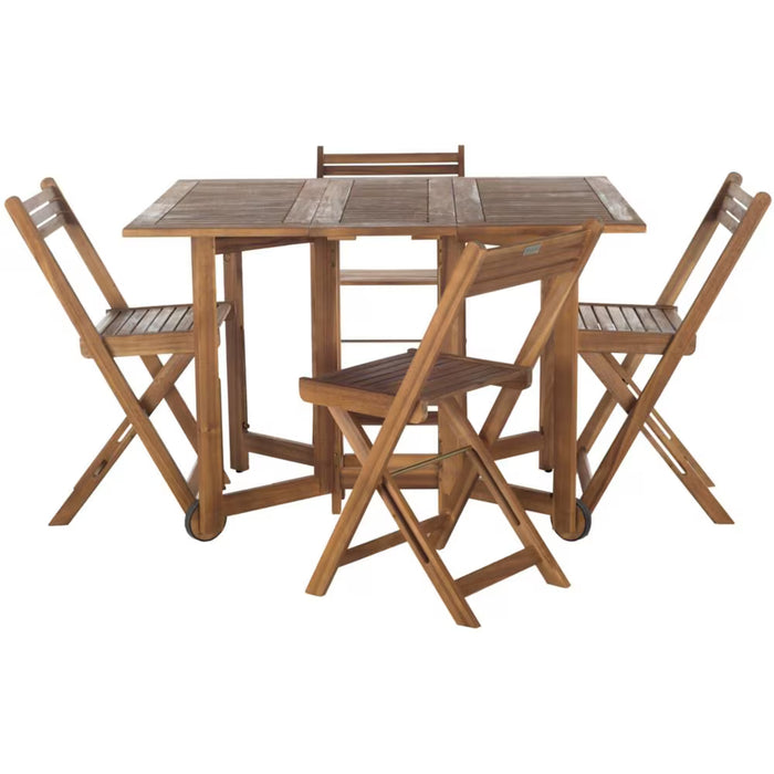 Safavieh Arvin Table and 4-Piece Chair Set in Teak (new, 1 damaged)