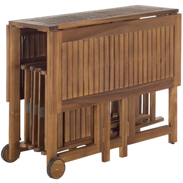 Safavieh Arvin Table and 4-Piece Chair Set in Teak (new, 1 damaged)